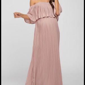 Blush Pleated Bridesmaid Dress